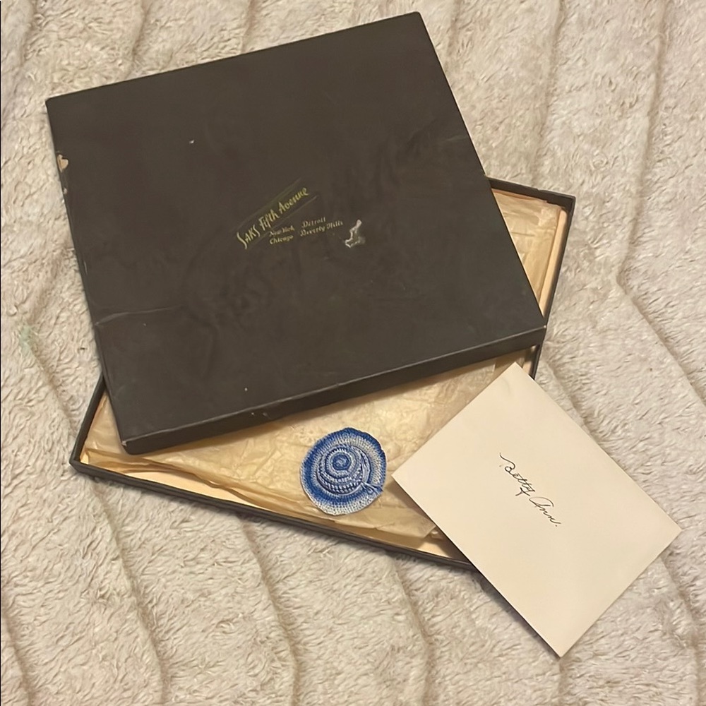 Vintage Saks Fifth Avenue Lace Handkerchief Ephemera 1940s Hallmark Card